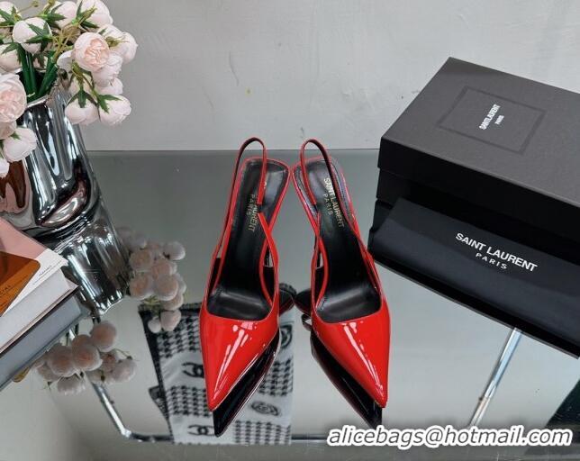 Leisure Saint Laurent Blade Slingback Pumps 11cm in Patent Leather Red 614070