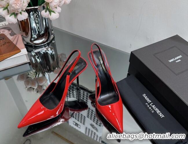 Leisure Saint Laurent Blade Slingback Pumps 11cm in Patent Leather Red 614070