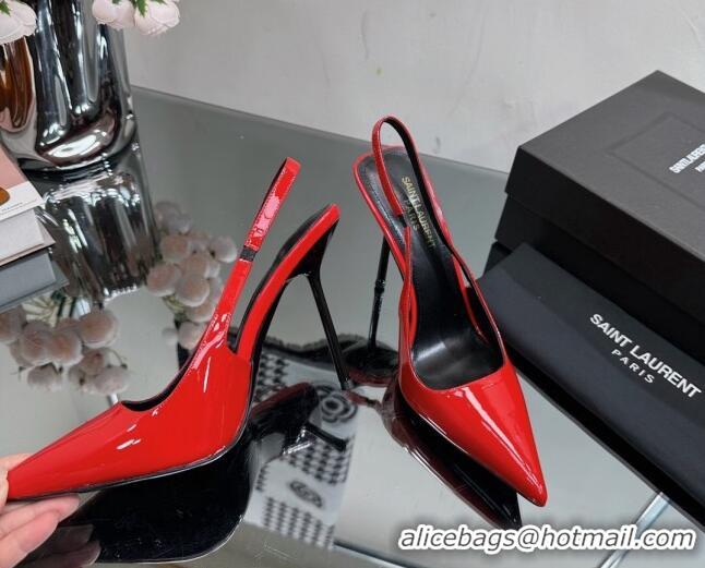 Leisure Saint Laurent Blade Slingback Pumps 11cm in Patent Leather Red 614070