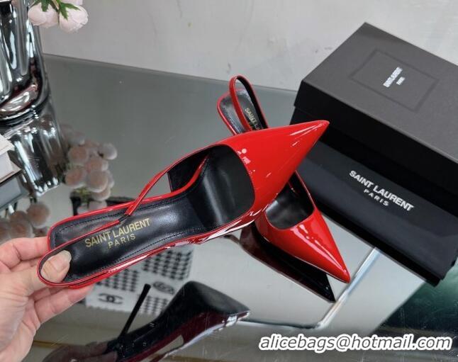 Leisure Saint Laurent Blade Slingback Pumps 11cm in Patent Leather Red 614070