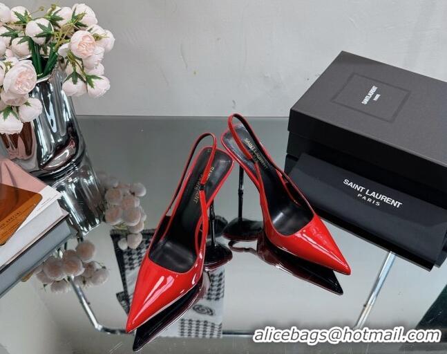 Leisure Saint Laurent Blade Slingback Pumps 11cm in Patent Leather Red 614070