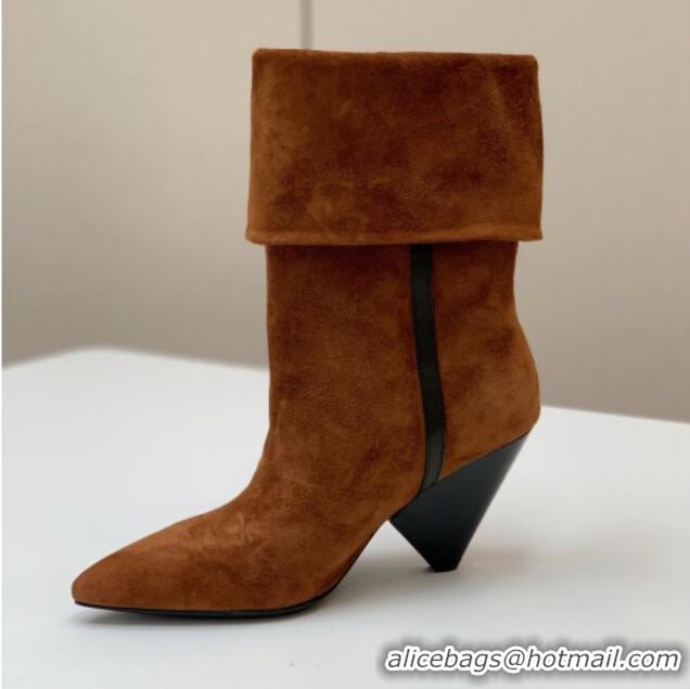 Discount Fashion Saint Laurent Nike Ankle Boots in Suede and Monogram 8.5cm Brown 091155