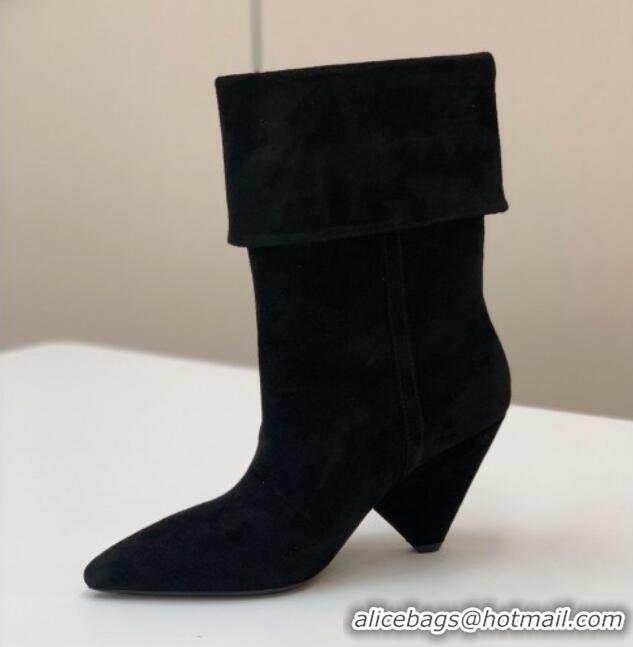 Luxurious Saint Laurent Nike Ankle Boots in Suede and Monogram 8.5cm Black 091156