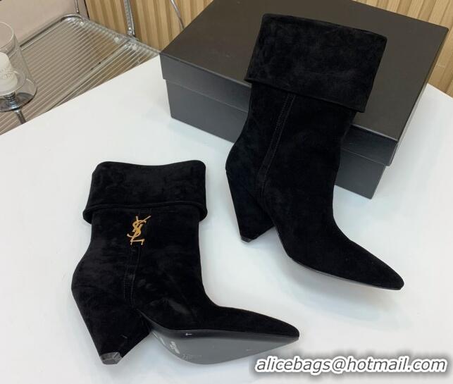 Luxurious Saint Laurent Nike Ankle Boots in Suede and Monogram 8.5cm Black 091156