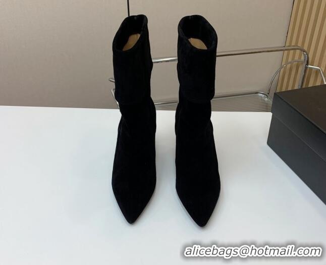 Luxurious Saint Laurent Nike Ankle Boots in Suede and Monogram 8.5cm Black 091156