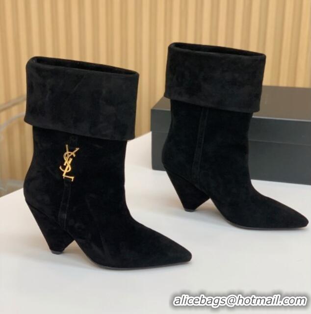 Luxurious Saint Laurent Nike Ankle Boots in Suede and Monogram 8.5cm Black 091156