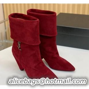 Trendy Design Saint Laurent Nike Ankle Boots in Suede and Monogram 8.5cm Red 091157