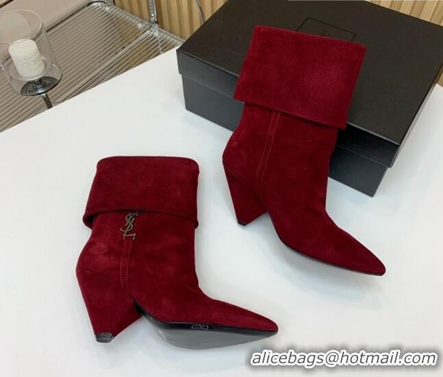 Trendy Design Saint Laurent Nike Ankle Boots in Suede and Monogram 8.5cm Red 091157