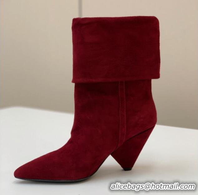 Trendy Design Saint Laurent Nike Ankle Boots in Suede and Monogram 8.5cm Red 091157