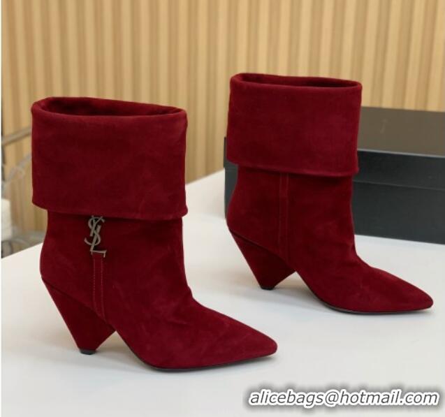 Trendy Design Saint Laurent Nike Ankle Boots in Suede and Monogram 8.5cm Red 091157