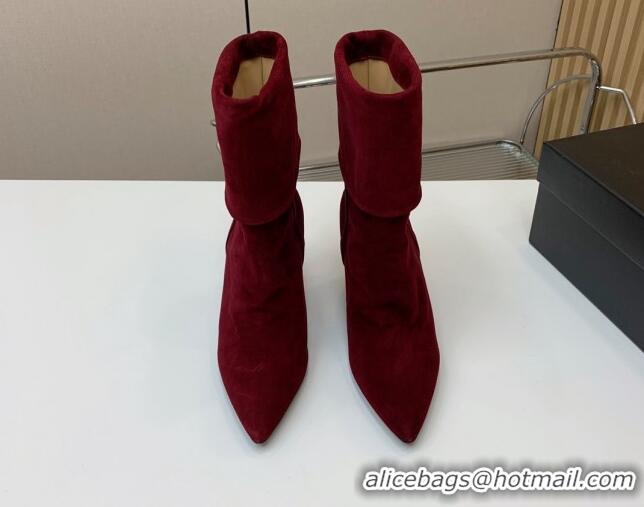 Trendy Design Saint Laurent Nike Ankle Boots in Suede and Monogram 8.5cm Red 091157