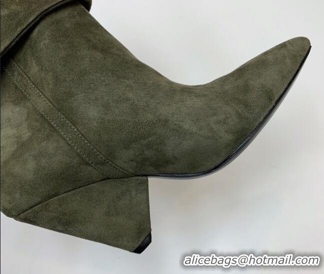 Classic Specials Saint Laurent Nike Ankle Boots in Suede and Monogram 8.5cm Green 091158