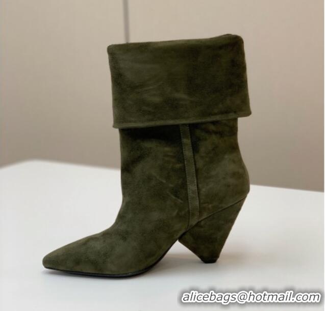 Classic Specials Saint Laurent Nike Ankle Boots in Suede and Monogram 8.5cm Green 091158