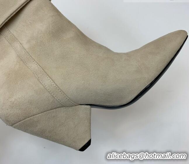 Sumptuous Saint Laurent Nike Ankle Boots in Suede and Monogram 8.5cm Light Grey 091159