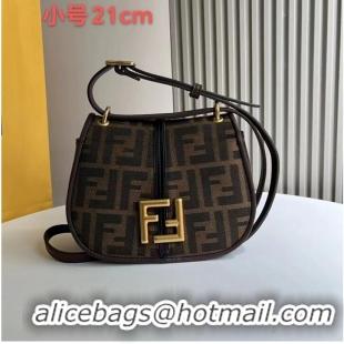 Trendy Design Fendi Cmon Mini Brown FF jacquard fabric and leather bag 8BS082