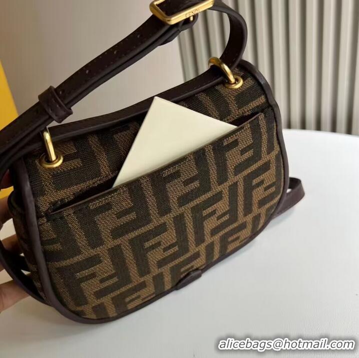 Trendy Design Fendi Cmon Mini Brown FF jacquard fabric and leather bag 8BS082