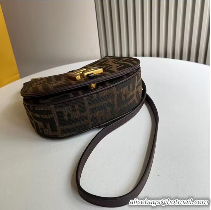 Trendy Design Fendi Cmon Mini Brown FF jacquard fabric and leather bag 8BS082