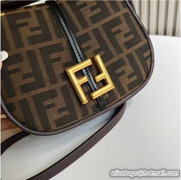 Trendy Design Fendi Cmon Mini Brown FF jacquard fabric and leather bag 8BS082