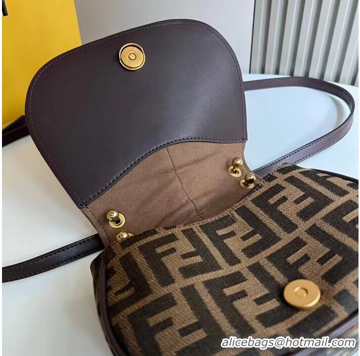 Trendy Design Fendi Cmon Mini Brown FF jacquard fabric and leather bag 8BS082