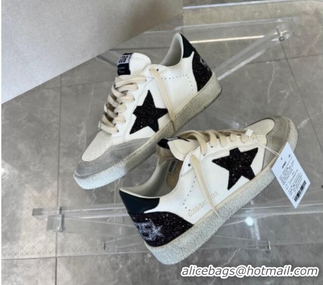 Good Quality Golden Goose Ball Star in nappa with glitter star and black nappa heel tab White/Grey 607003