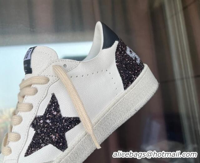 Good Quality Golden Goose Ball Star in nappa with glitter star and black nappa heel tab White/Grey 607003