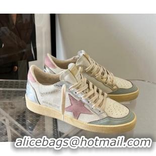 Good Looking Golden Goose Ball Star with pink suede star and metallic leather inserts 607014