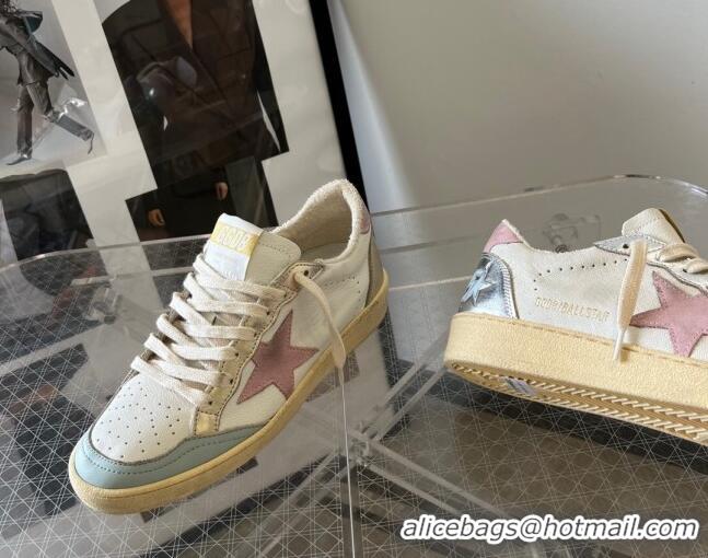 Good Looking Golden Goose Ball Star with pink suede star and metallic leather inserts 607014