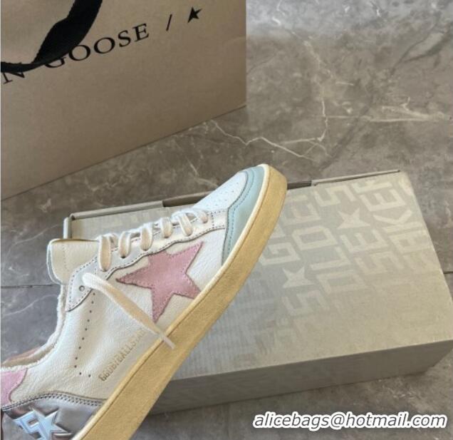 Good Looking Golden Goose Ball Star with pink suede star and metallic leather inserts 607014