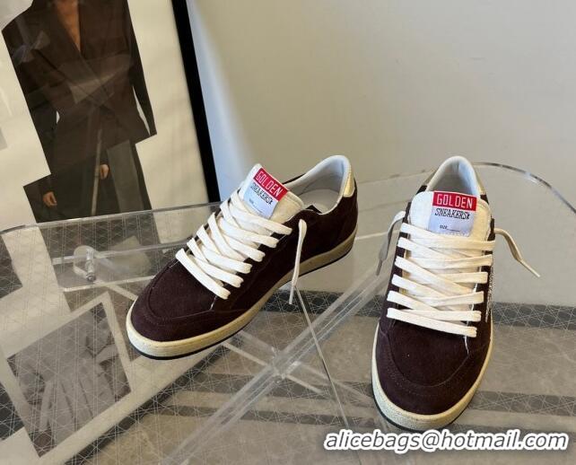 Pretty Style Golden Goose Ball Star sneakers in brown suede with platinum glitter star and white nylon tongue 607015