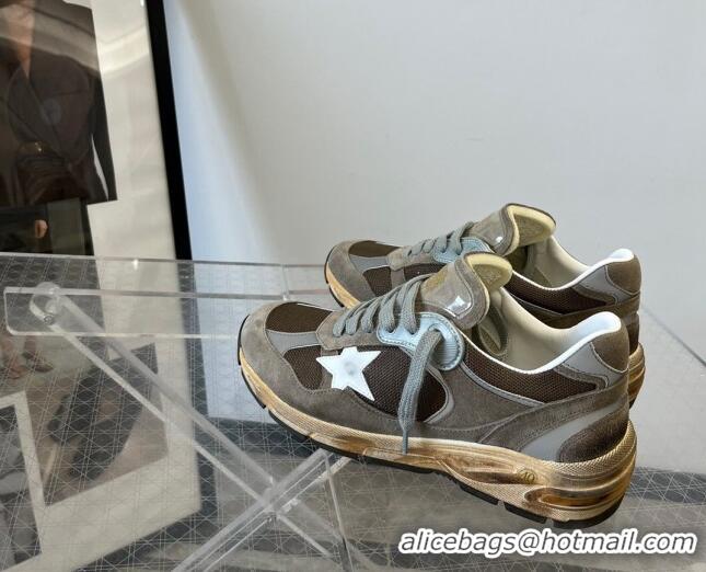 Best Grade Golden Goose Dad-Star sneakers in dove-gray mesh and suede with white leather star 607010