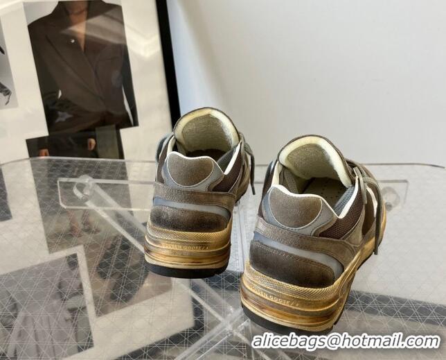 Best Grade Golden Goose Dad-Star sneakers in dove-gray mesh and suede with white leather star 607010