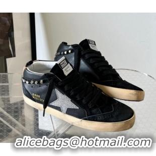 Cheap Price Golden Goose Mid Star in black nappa and suede with crystal star 607019