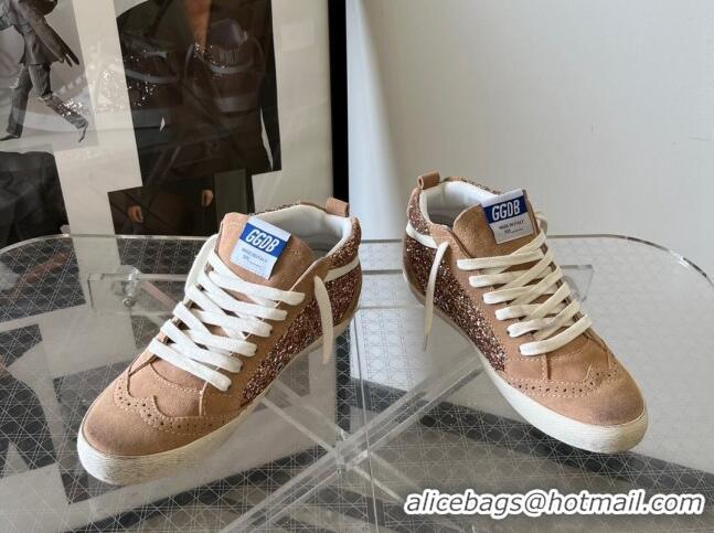 Big Discount Golden Goose Mid Star sneakers with pink-gold glitter in beige suede 607020