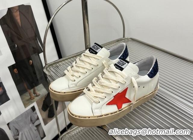 Good Quality Golden Goose Hi Star with fuchsia leather star and blue glitter heel tab 704024