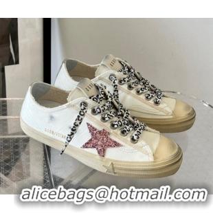 Good Looking Golden Goose GGDB V-Star with pink glitter star and metallic leather heel tab 809044