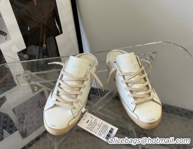 Popular Style Golden Goose GGDB Super-Star Sabots in white leather with silver metallic leather star 809048