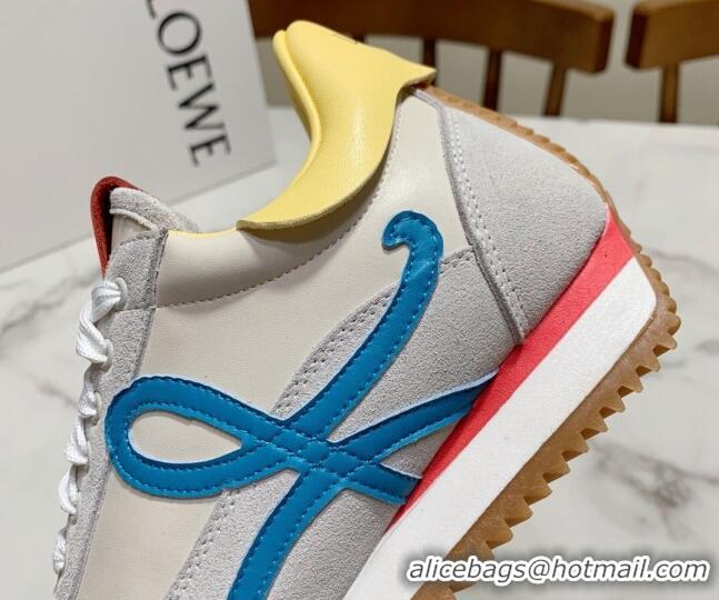 Lower Price Loewe Suede & Calfskin Sneakers White/Blue 111736