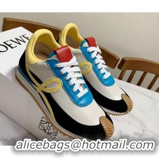 Low Cost Loewe Suede & Calfskin Sneakers White/Yellow 111740