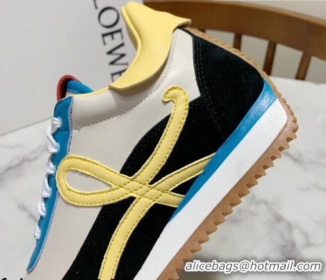 Low Cost Loewe Suede & Calfskin Sneakers White/Yellow 111740