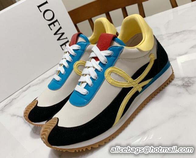 Low Cost Loewe Suede & Calfskin Sneakers White/Yellow 111740