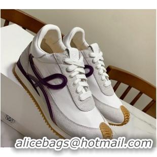 Purchase Loewe Suede & Fabric Sneakers White/Grape 111741