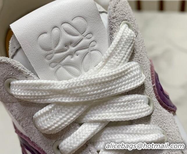 Purchase Loewe Suede & Fabric Sneakers White/Grape 111741