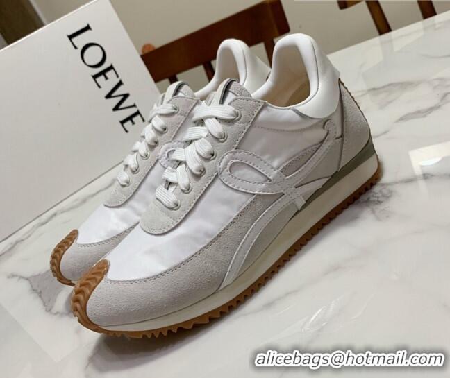 Best Grade Loewe Suede & Fabric Sneakers White/Grey 111742