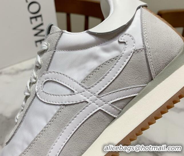 Best Grade Loewe Suede & Fabric Sneakers White/Grey 111742