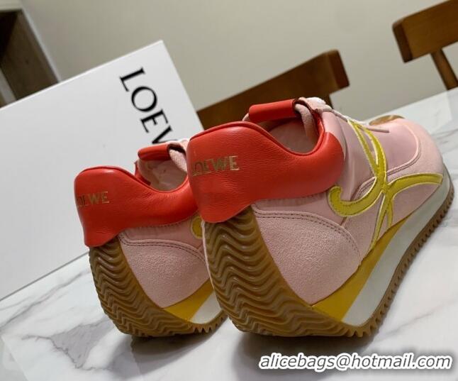 Classic Hot Loewe Suede & Fabric Sneakers Pink 111743