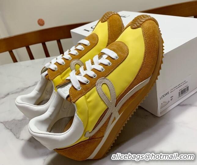 Top Grade Loewe Suede & Fabric Sneakers Yellow 111745