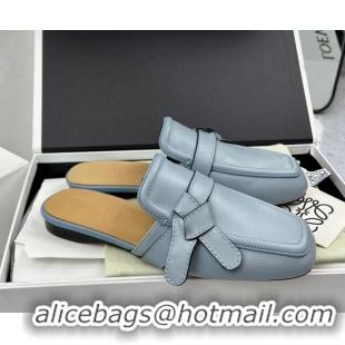 Low Price Loewe Gate Calfskin Flat Mules Blue 032864