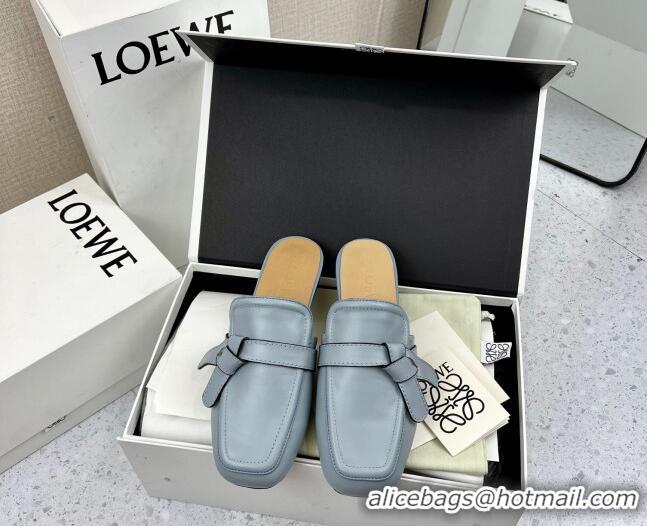 Low Price Loewe Gate Calfskin Flat Mules Blue 032864