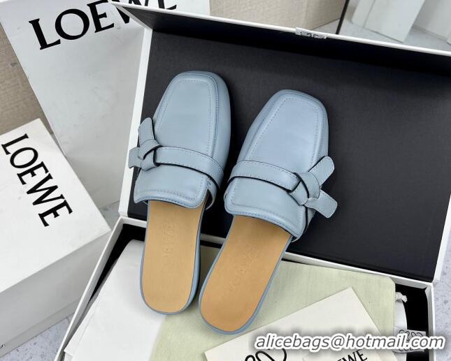 Low Price Loewe Gate Calfskin Flat Mules Blue 032864