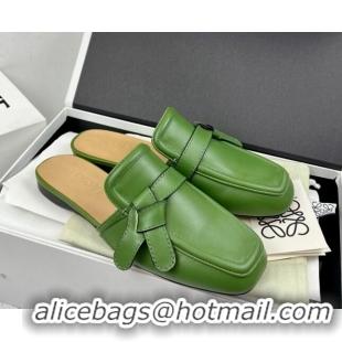 Low Price Loewe Gate Calfskin Flat Mules Green 032866